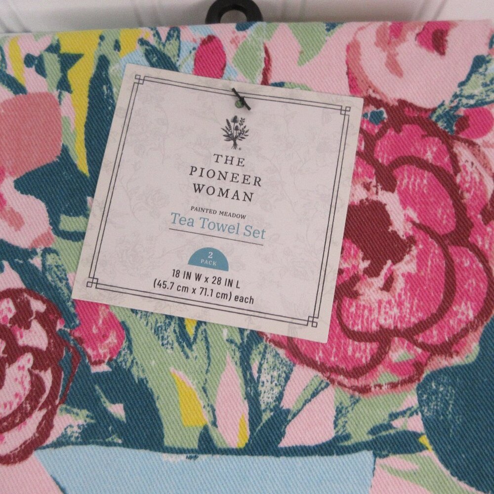 Pioneer Woman Floral Print Woven Kitchen Towels 2pc set 18"L x 28"W New - Picture 2 of 16